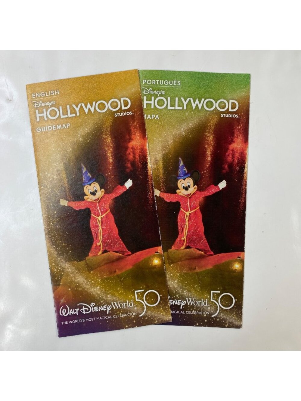 Disney's Hollywood Studios 50th Celebration Park Guide Map English & Portuguese